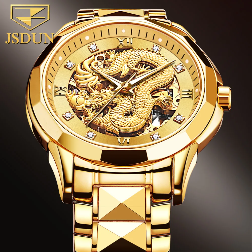 JSDUN Luxury Automatic Mechanical Men\'s Wrist Watches New High Quality Tungsten Steel Watches for Men Fashion Elegant Men Watch