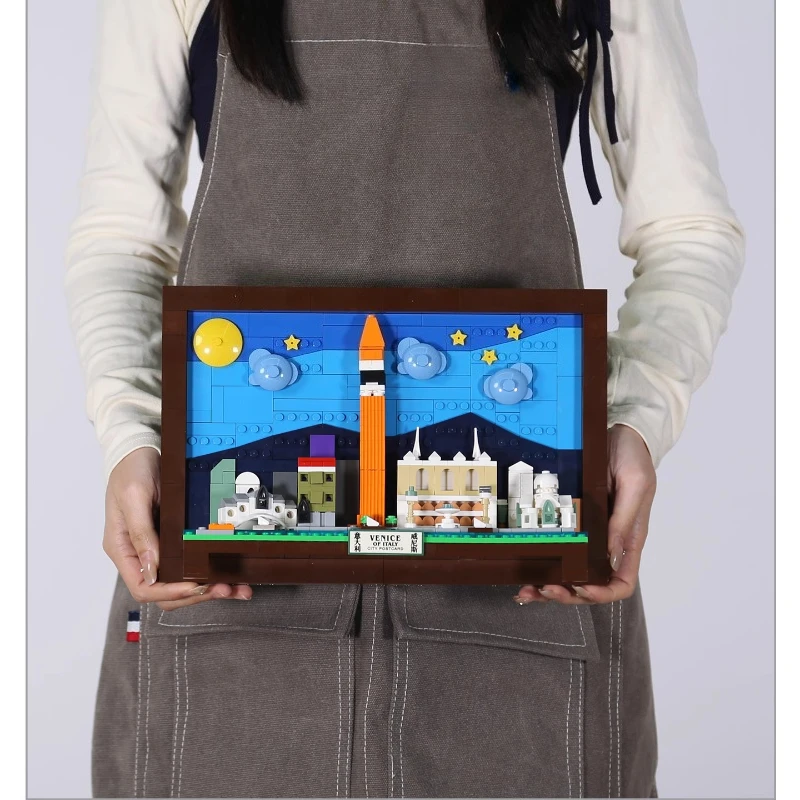 SEMBO البندقية مدينة بطاقة بريدية اللبنات الأطفال العصرية اللعب لغز التجمع نموذج سطح المكتب الحلي الإبداعية اللعب الهدايا #4