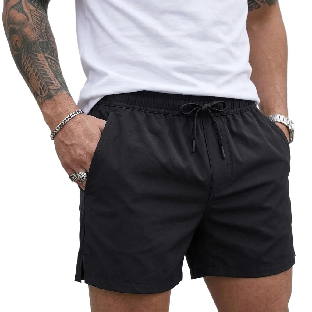 Summer Mens Fitness Lightweight Casual Pants Sport Baggy Shorts Basic Solid Color Beach Short Pants Jogging Beach Shorts Men