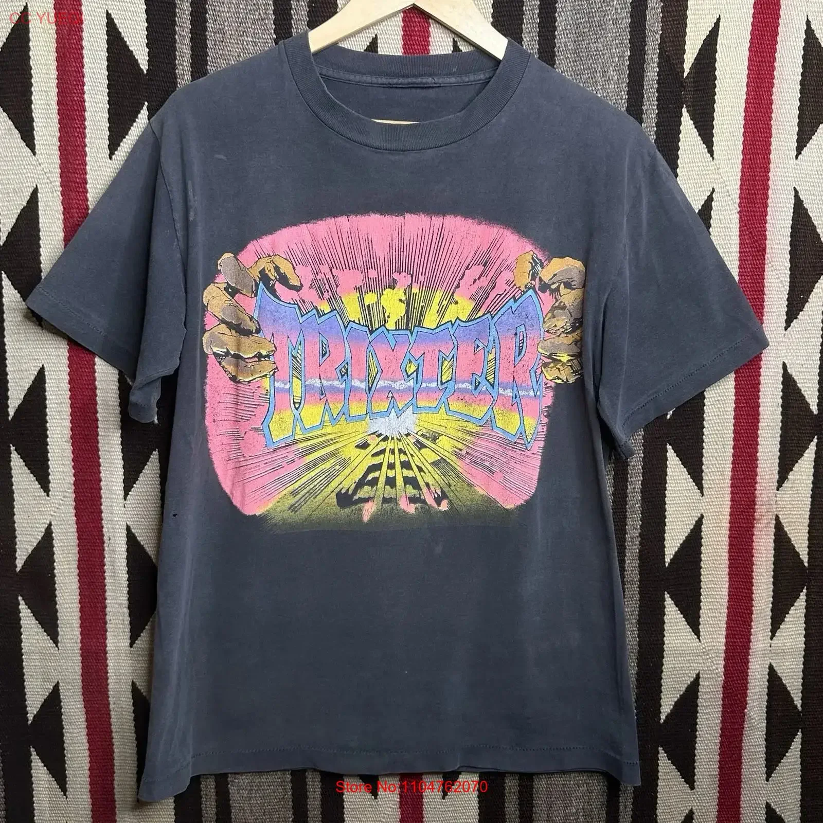 Camiseta Vintage Trixter para Hombre, Talla L, Negra, Gira Mundial 1991, Concierto, Rock, Glam, Banda, Metal, Estilo Vintage Lavado, Elástica y Elegante