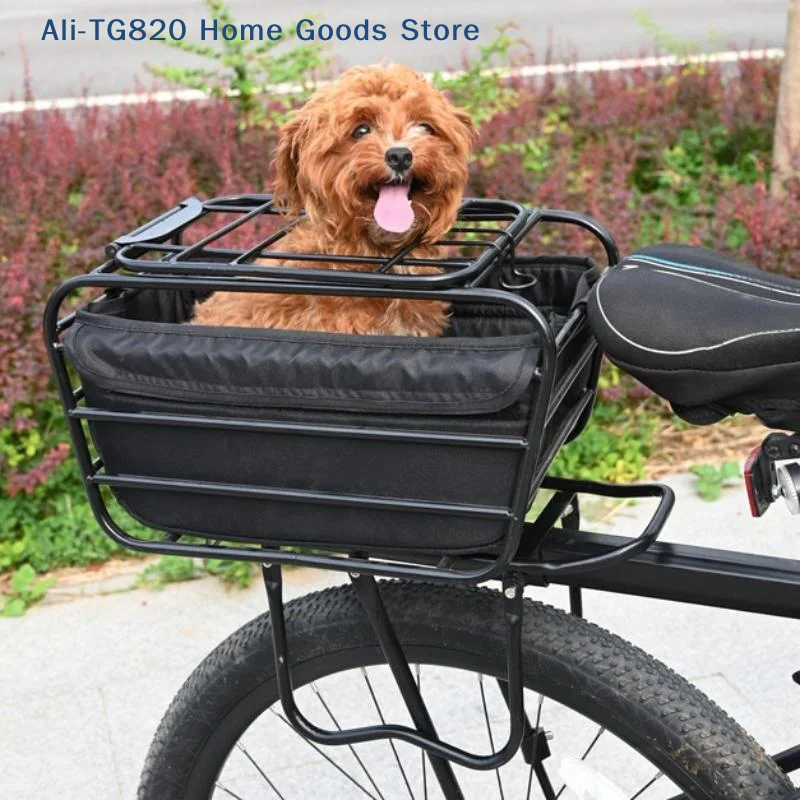 

[TG820]2-in-1 Dog Bike Basket For Rear Rack Pet Carrier Cargo Basket Fits Small Medium Dogs Cats Up To 12LBS For Groceries Daily