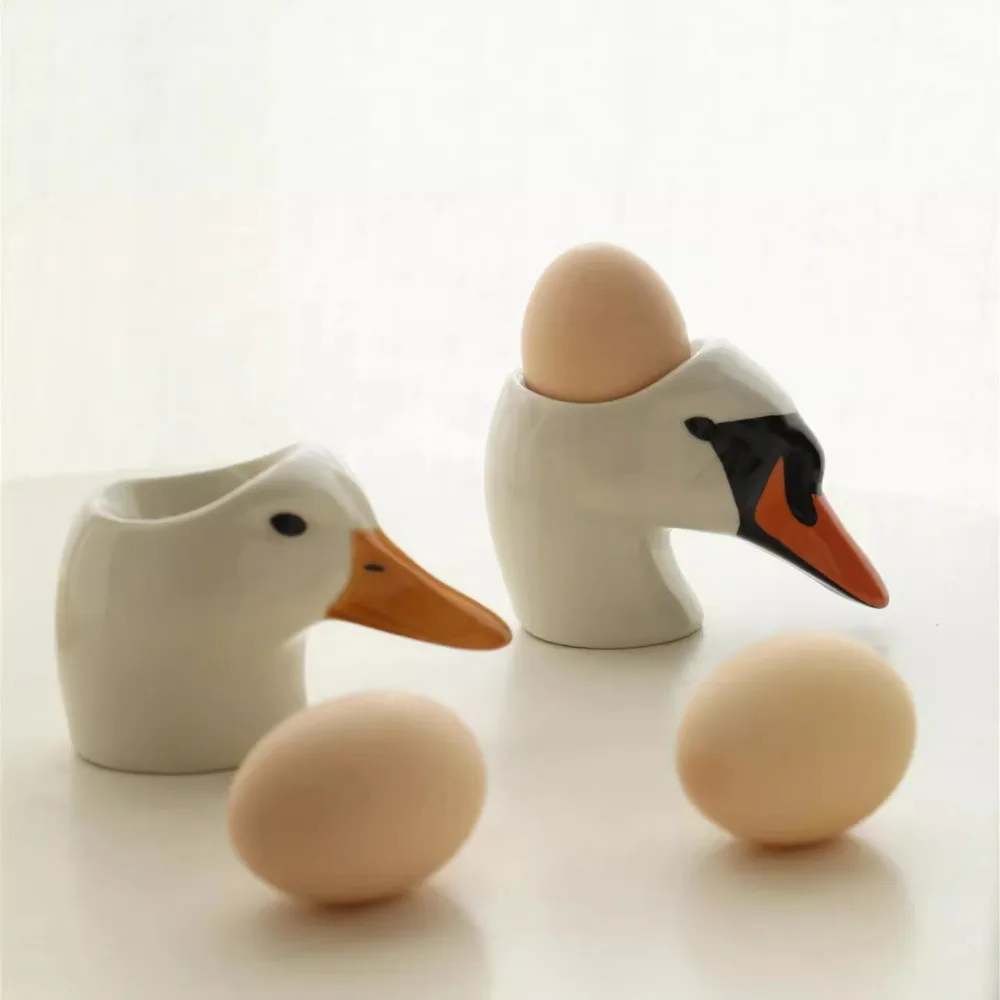 Nordic Hand-painted Swan Head Ceramic Egg Plate Ornaments Living Room Kitchen Dining Table Egg Small Storage Crafts Decoration