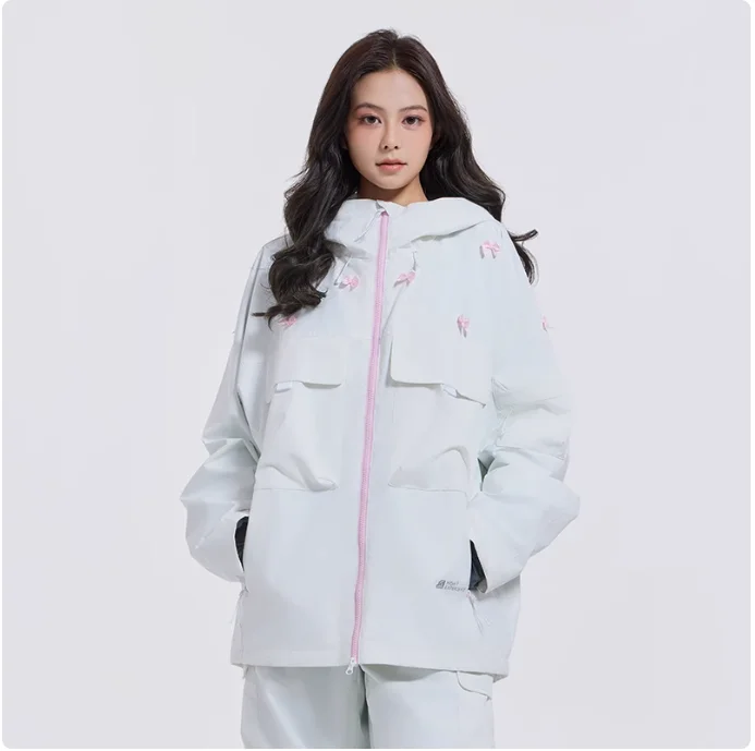 HIGH EXPERIENCE Ski Clothes Women\'s Single Board Double Board Cute Sweet Windproof Waterproof Ski Clothes Jacket Wear resistant