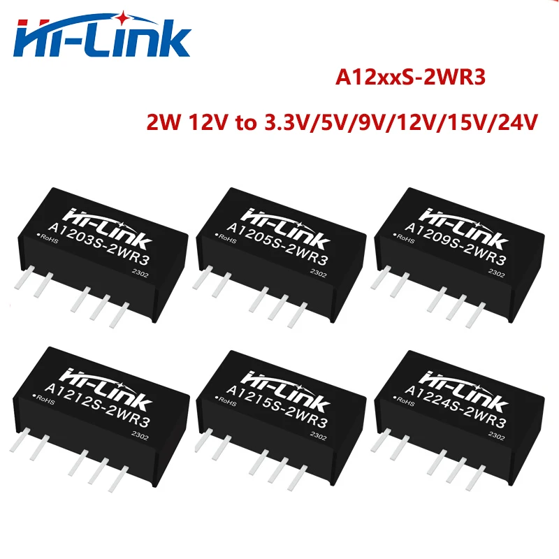 Hi-Link Manufacturer Small Size A1203/05/09/12/15/24S-2WR3 2W 3.3V/5V/9V/12V/15V/24V DC DC Converter Isolated Power Supply Modul