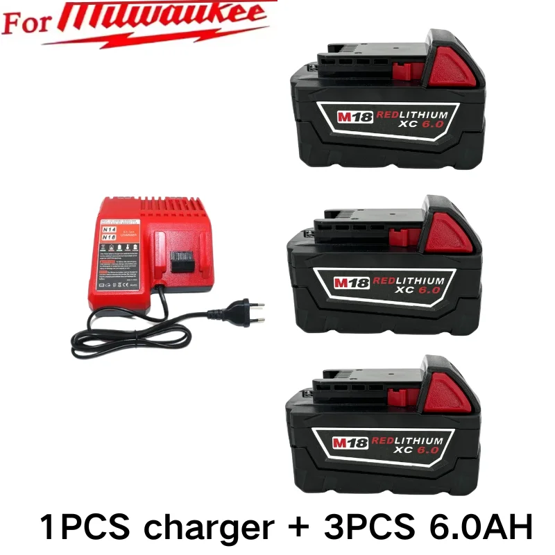 

For Milwaukee battery, 6.0Ah, charger, M18 battery, M18B6，Milwaukee 48-11-1860, 48-11-1850, 48-11-1840,Tool Lithium Battery