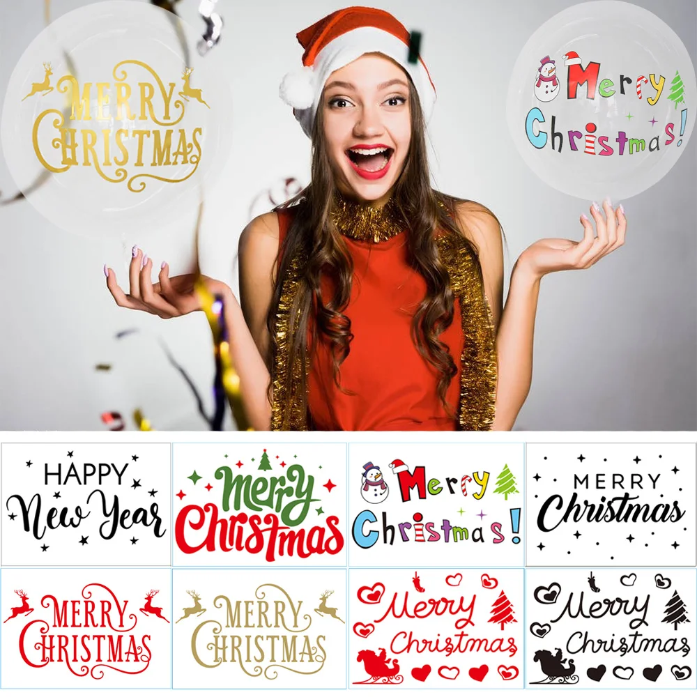 5/10 Uds. Pegatinas de globos Bobo de Feliz Año Nuevo para boda, Navidad, Año Nuevo, decoración de fiesta, suministros para cajas de regalo, favores
