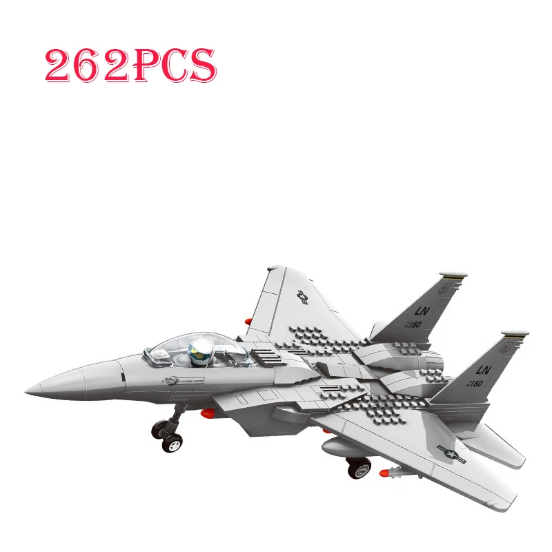 J15 Creative Assembly WW2 Aircraft Building Blocks, F-15 Fighter Model Bricks, DIY City Military Boys\' Birthday Gift Adult Toys