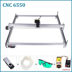 Grabador láser 6550, máquina de grabado láser CNC de 15W, área de trabajo de 65cm x 50cm, enrutador de madera con controlador fuera de línea