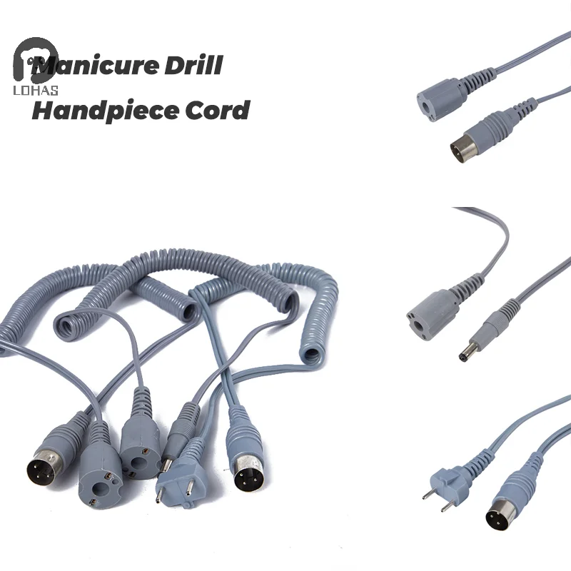 1PC Strong Machine Accessories Nail Drill Handpiece Cord Power Cable For Electric Manicure Drill Gray Handle Rope