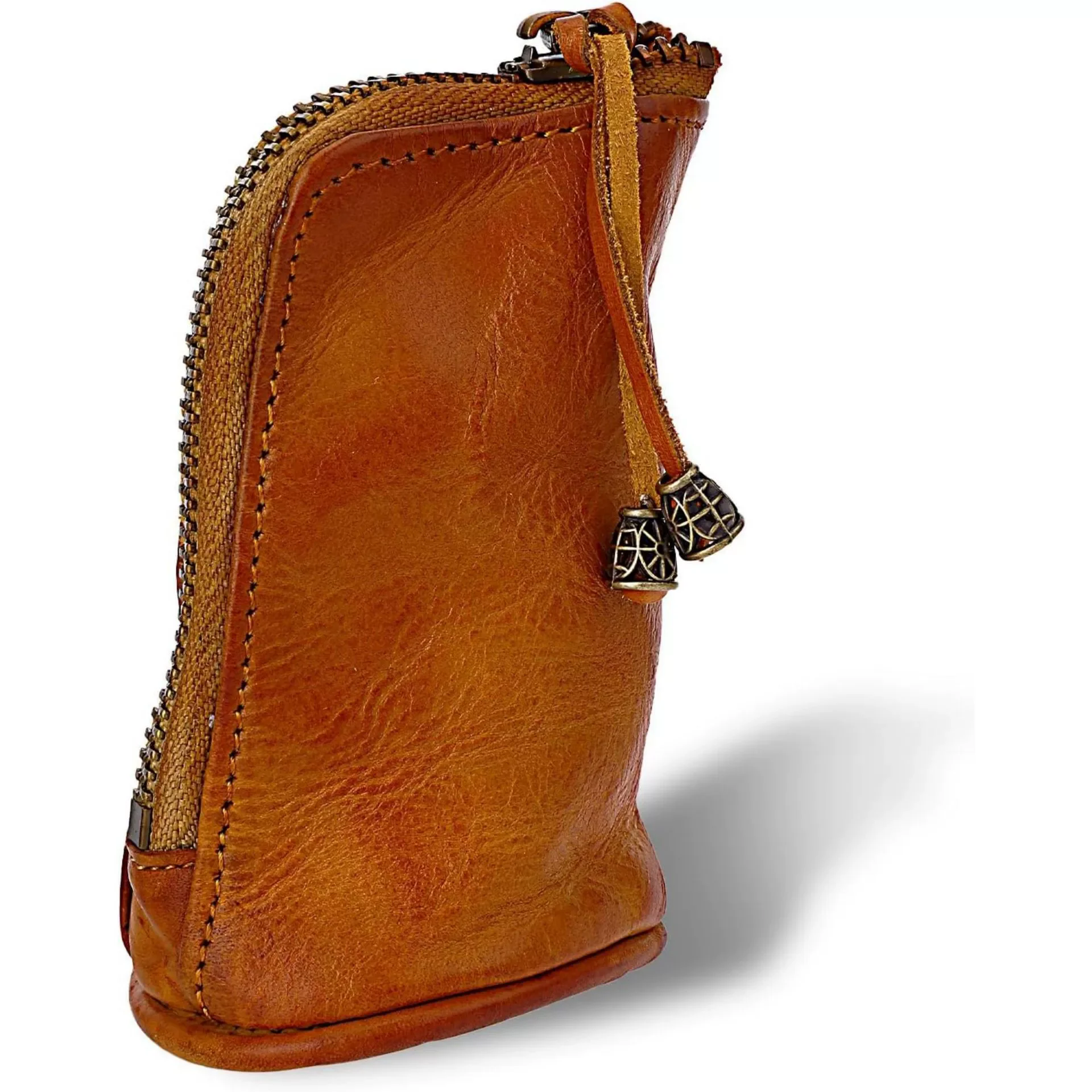 Original Handmade Dyed Cowhide Wallet, Retro Fashion Mini Men's Key Holder, Layered Vertical Cowhide Storage Pouch