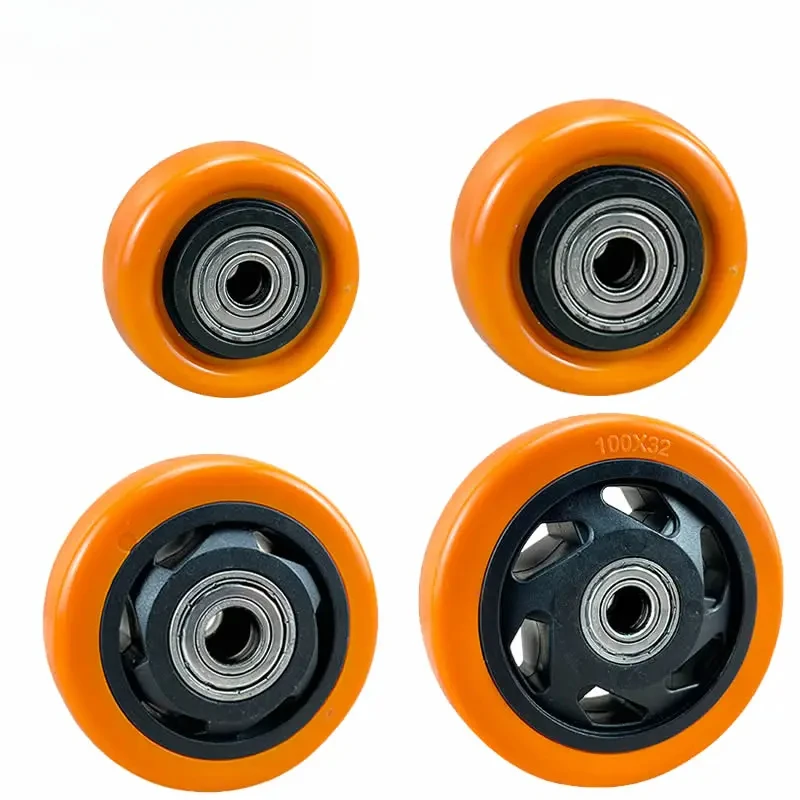 

PU Replacement caster wheels with double bearings orange color high load capacity wear resistance furniture wheels
