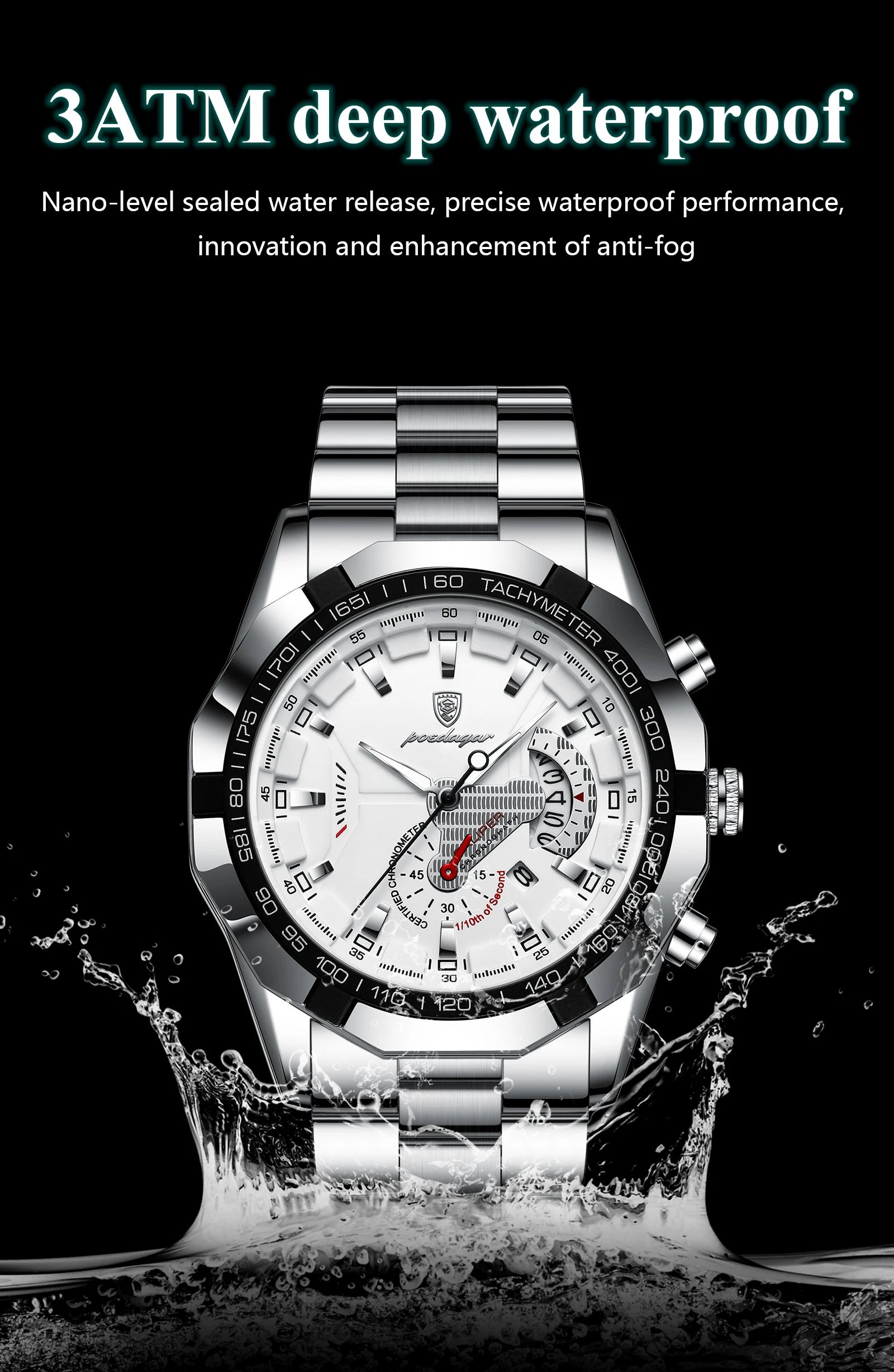 POEDAGAR Luxus Marke Mann Uhr Wasserdicht Leucht Datum Sport Mann Armbanduhr Edelstahl Mode Quarz herren Uhren Reloj – Detail 10