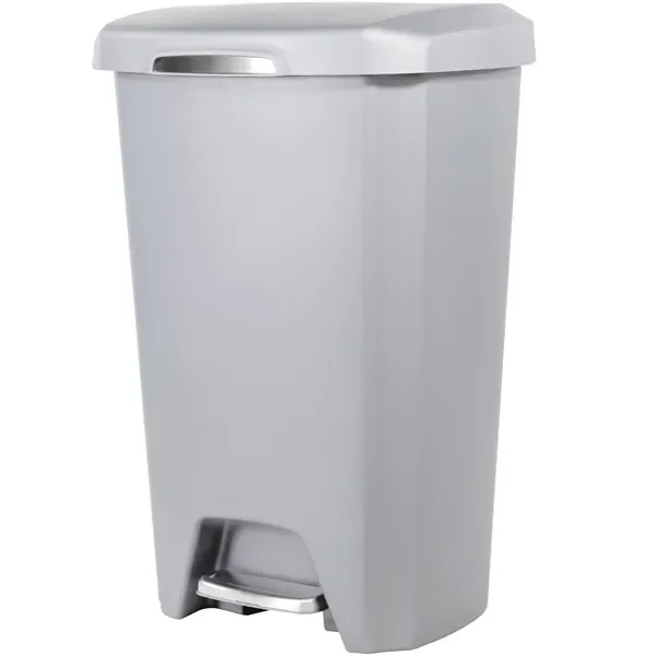 

12.1 Gallon Trash Can, Plastic Soft Close Step On Kitchen Trash Can, Gray