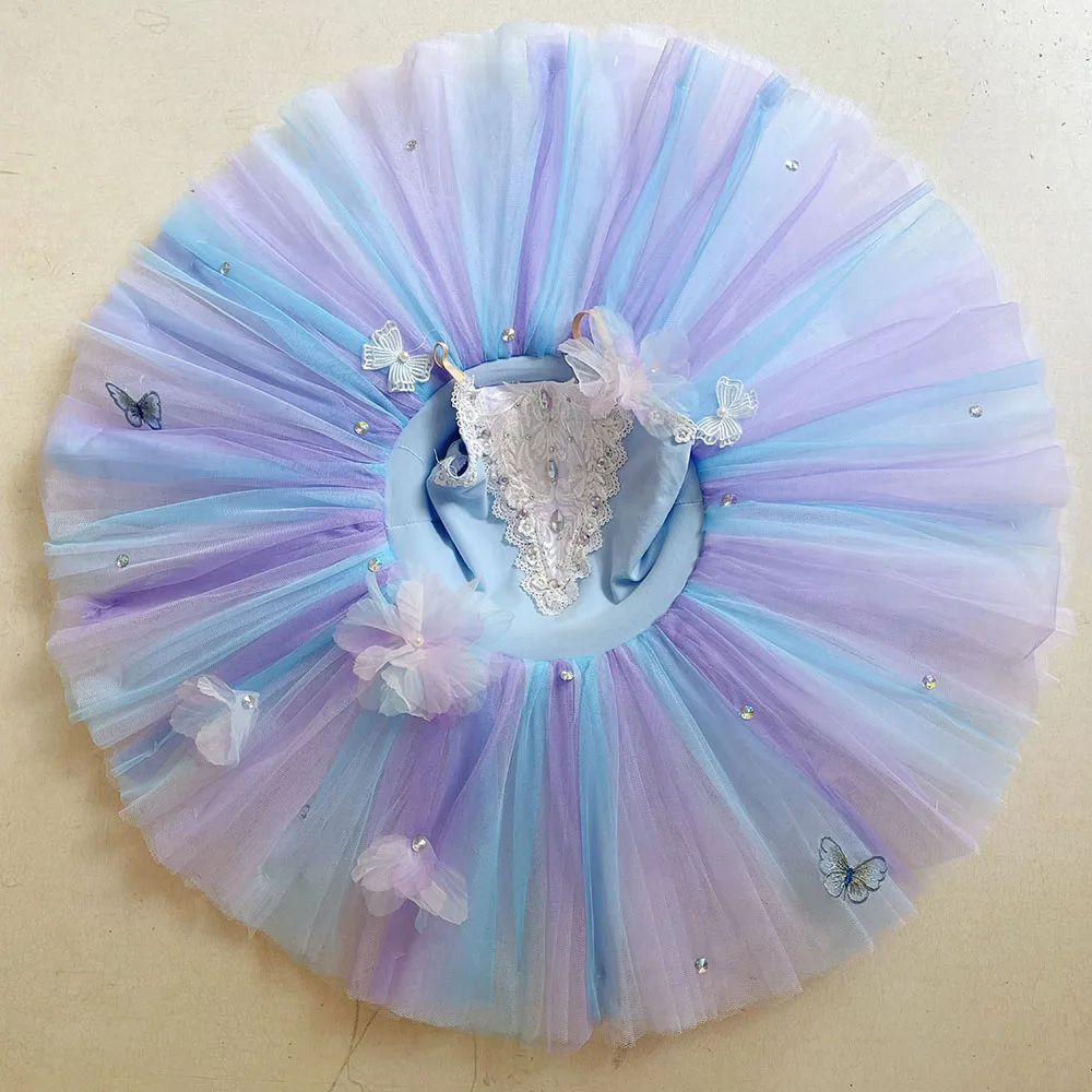 Ladies Or Girls Crystal Blue Purple Fairy Doll Ballet Tutu Skirt, Girl Sling Fluffy Gauze Ballet Dress For Performance