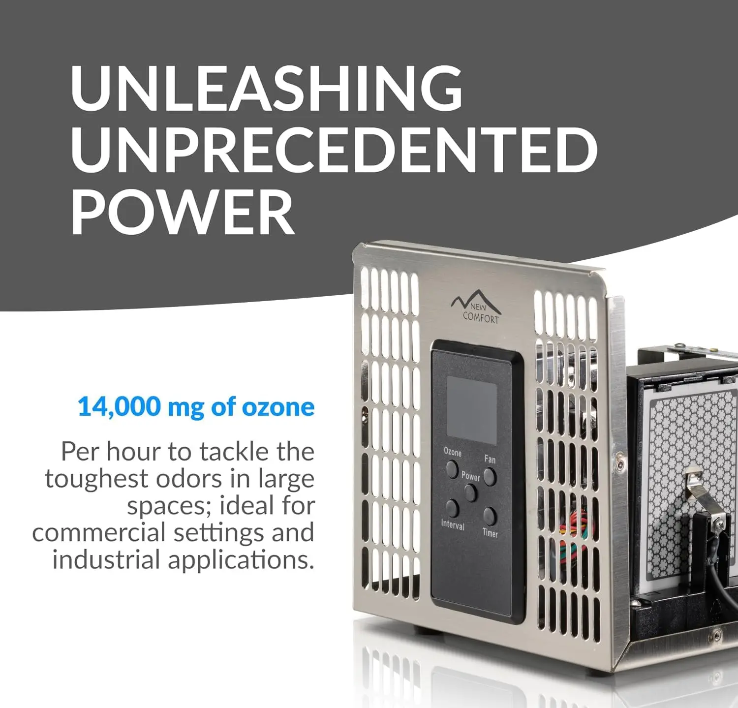 SS12000 Ozone Generator Purifier with Adjustable & Auto Shutdown Timer – Ozone Odor Removal for Large Spaces & Industrial Use –