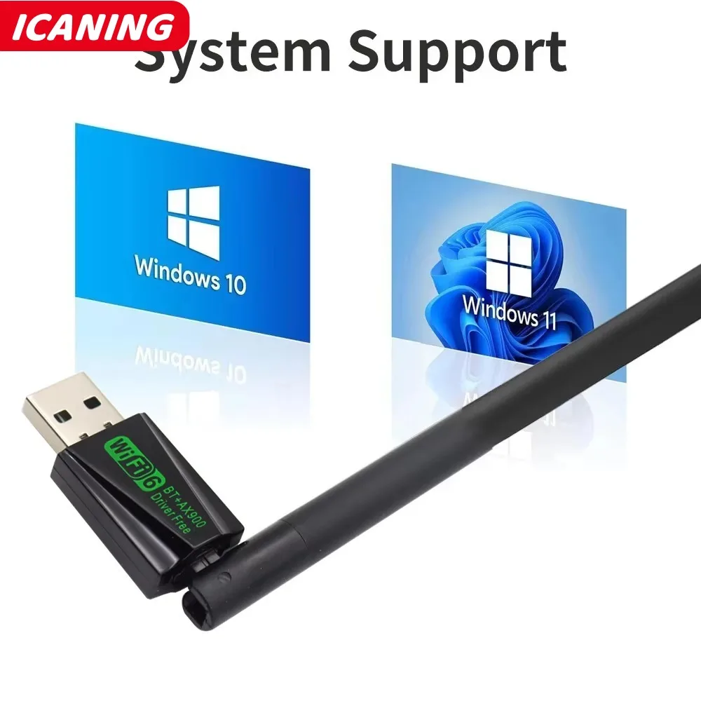 WiFi 6 USB アダプター 900Mbps Bluetooth 5.4 AX900 USB ドングル ワイヤレス ネットワーク カード デュアル バンド 2.4G 5G イーサネット レシーバー 無料ドライバー
