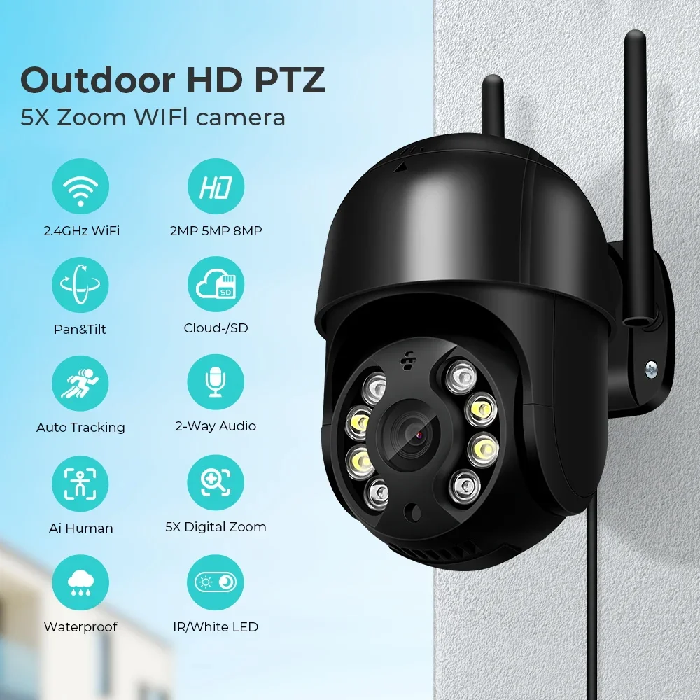 BESDER 8MP 4K IP Camera 4MP Speed Dome Auto Tracking PTZ Camera Smart Home Outdoor Wireless WIFI Camera Surveillance Monitor