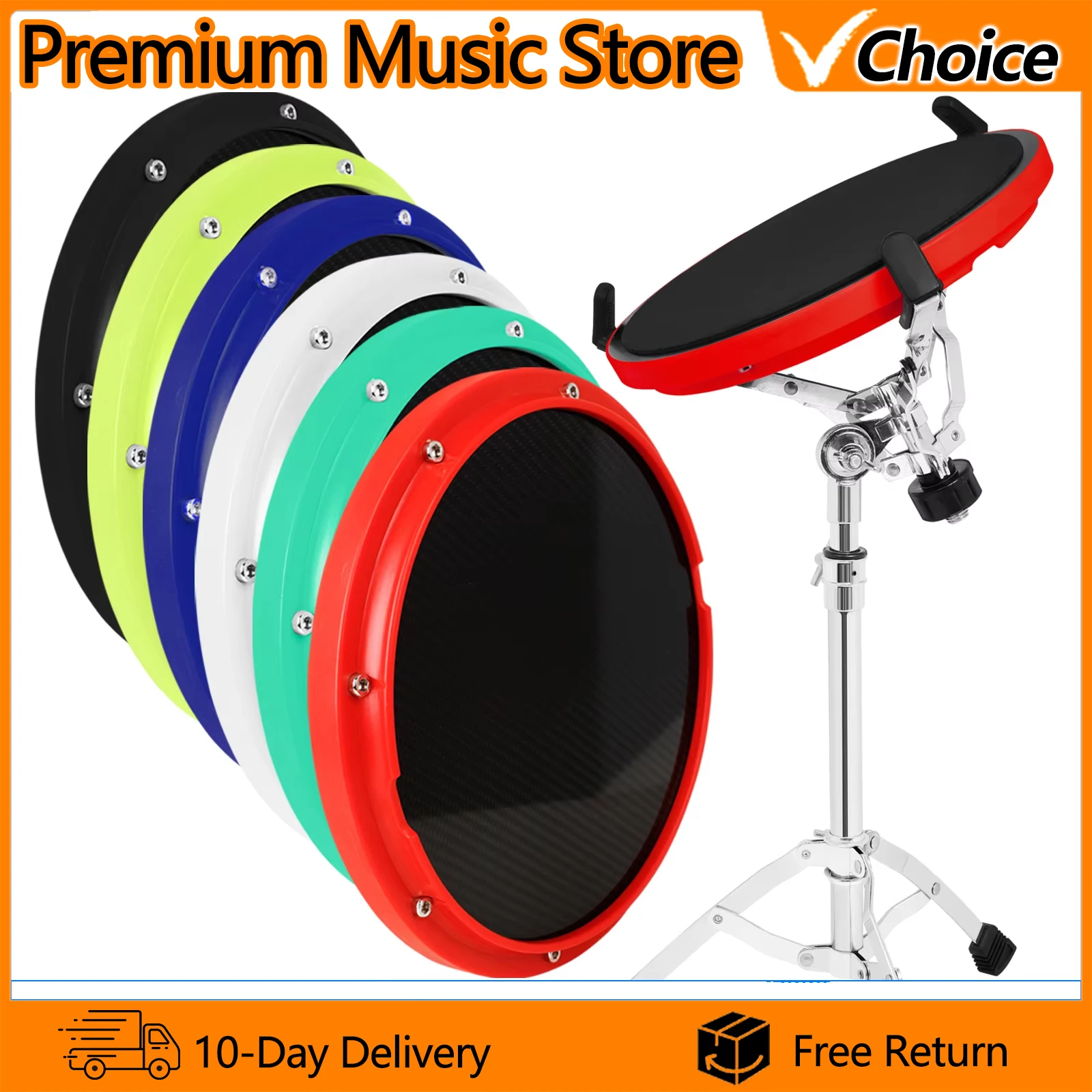 IRIN 10-Inch Dumb Drum Carbon Fiber Material Portable Drummer Strike Exercise Accessories Novice Rock Style Pad Percussion Parts