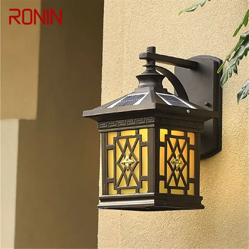 RONIN Solar Wall Light Fixture Outdoor Modern LED Waterproof Patio Lighting For Porch Balcony Courtyard Villa Aisle