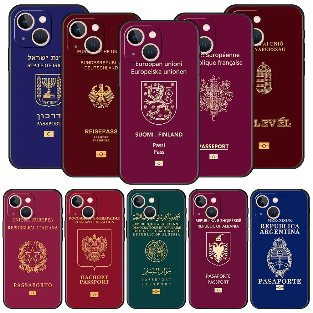 

Algeria flag Russia Passport Luxury Phone Case For iPhone 11 14 15 Pro MAX 12 13 Mini 7 8 Plus X XR XS MAX SE Silicone Cover