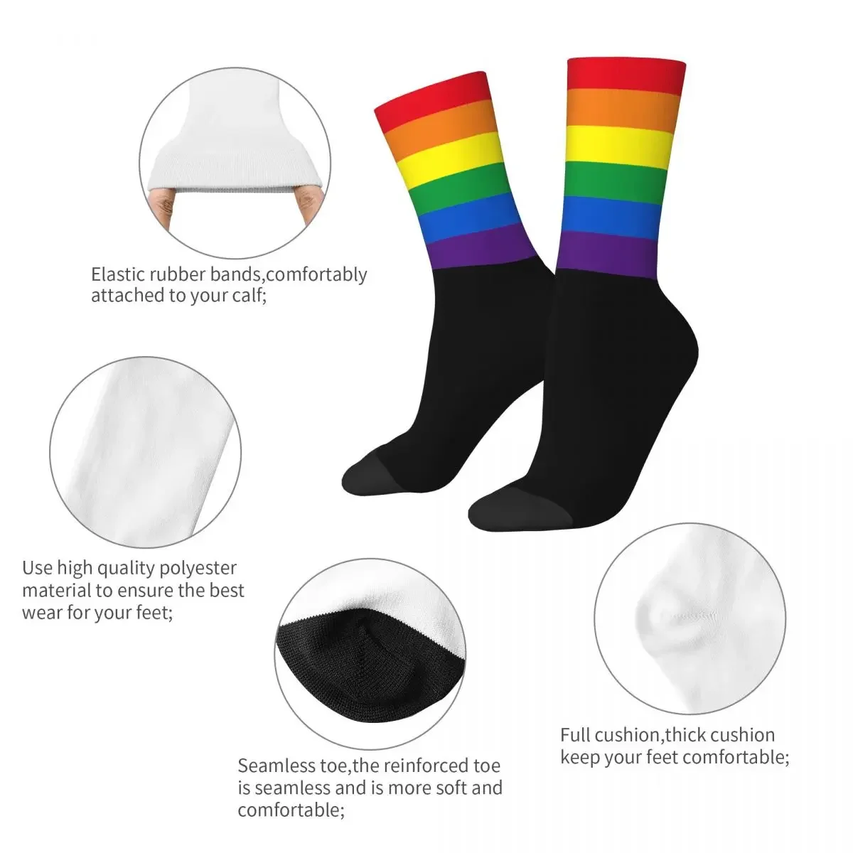 Harajuku Stolz Regenbogen Streifen Farben lgbt Homosexuell Flagge Sports ocken lange Socken für Frauen Männer rutsch feste atmungsaktive Basketball-Socken