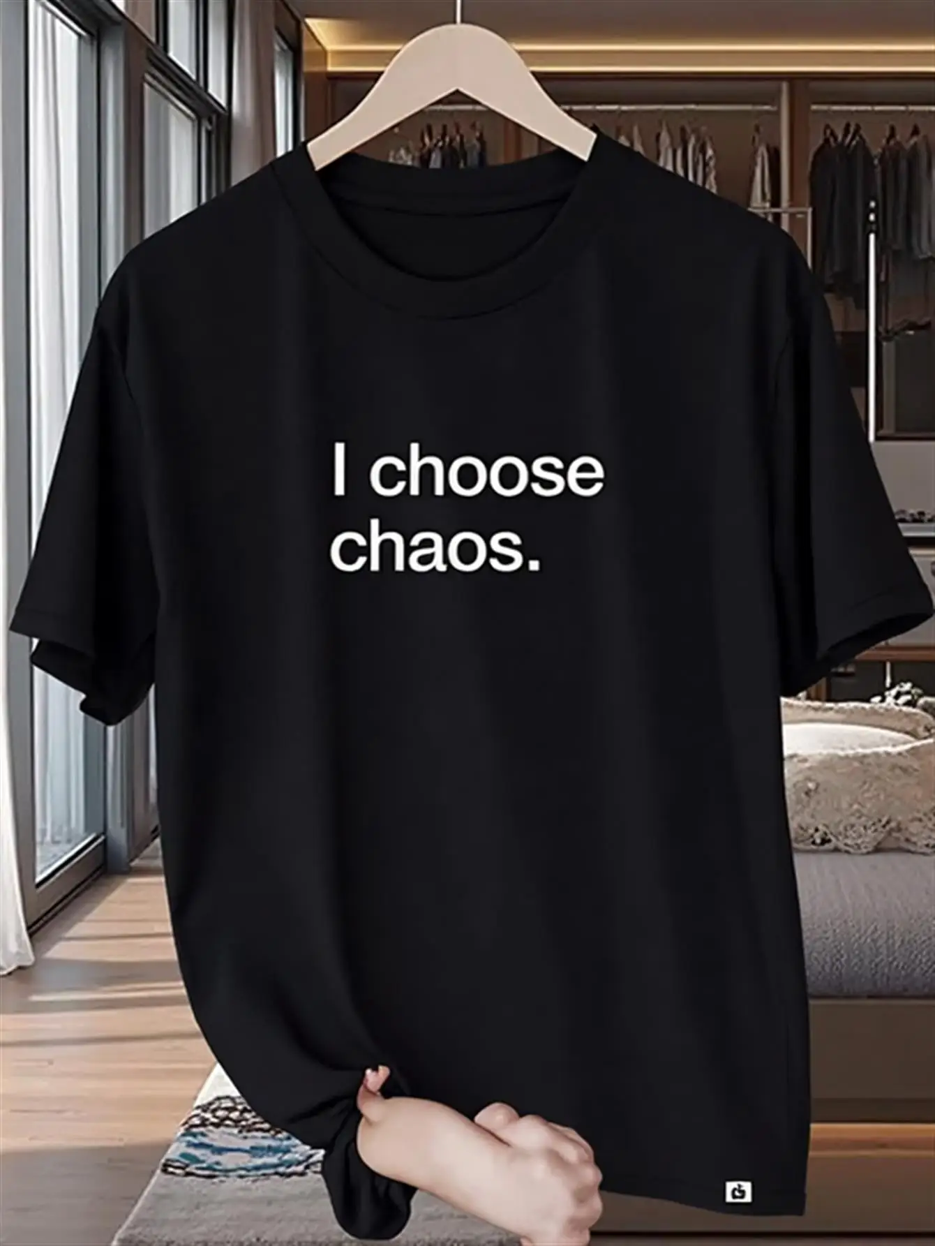 

T-Shirt Black T-Shirt with White Text, Soft and Durable Fabric, Regular Fit Casual T-Shirt Suitable for Everyday Wear and Halloween Outfits, Statement Top, Ideal Gift for Men, Halloween