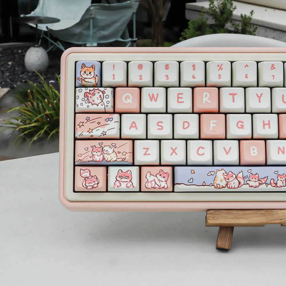 

Lijia Cat Theme Keycap 74/151 Key Cap Set MDA/Cherry Profile For Mechanical Keyboard Mx Switch PBT Five-sided Sublimation KeyCap