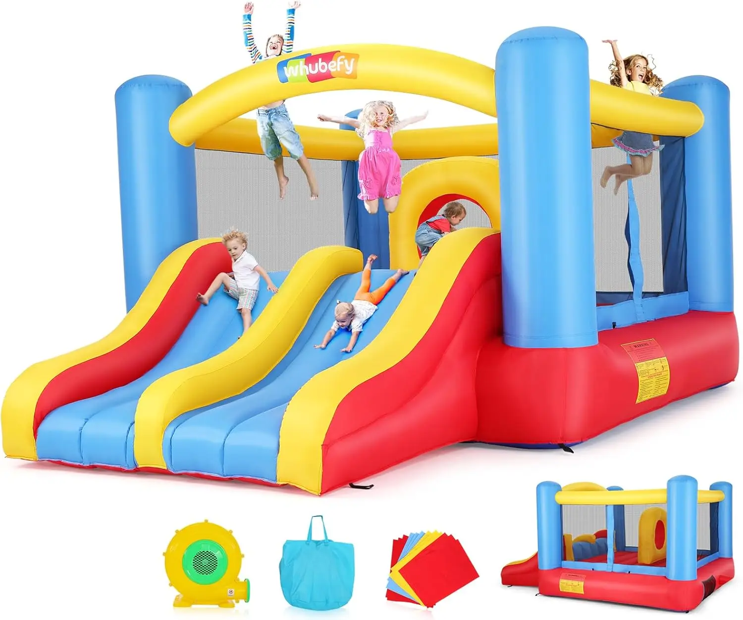 Bounce House for Kids 3-10,  Inflatable Bounce House with Double Slide Obstacle Bouncer, Indoor/Outdoor Bouncy House, Blow up