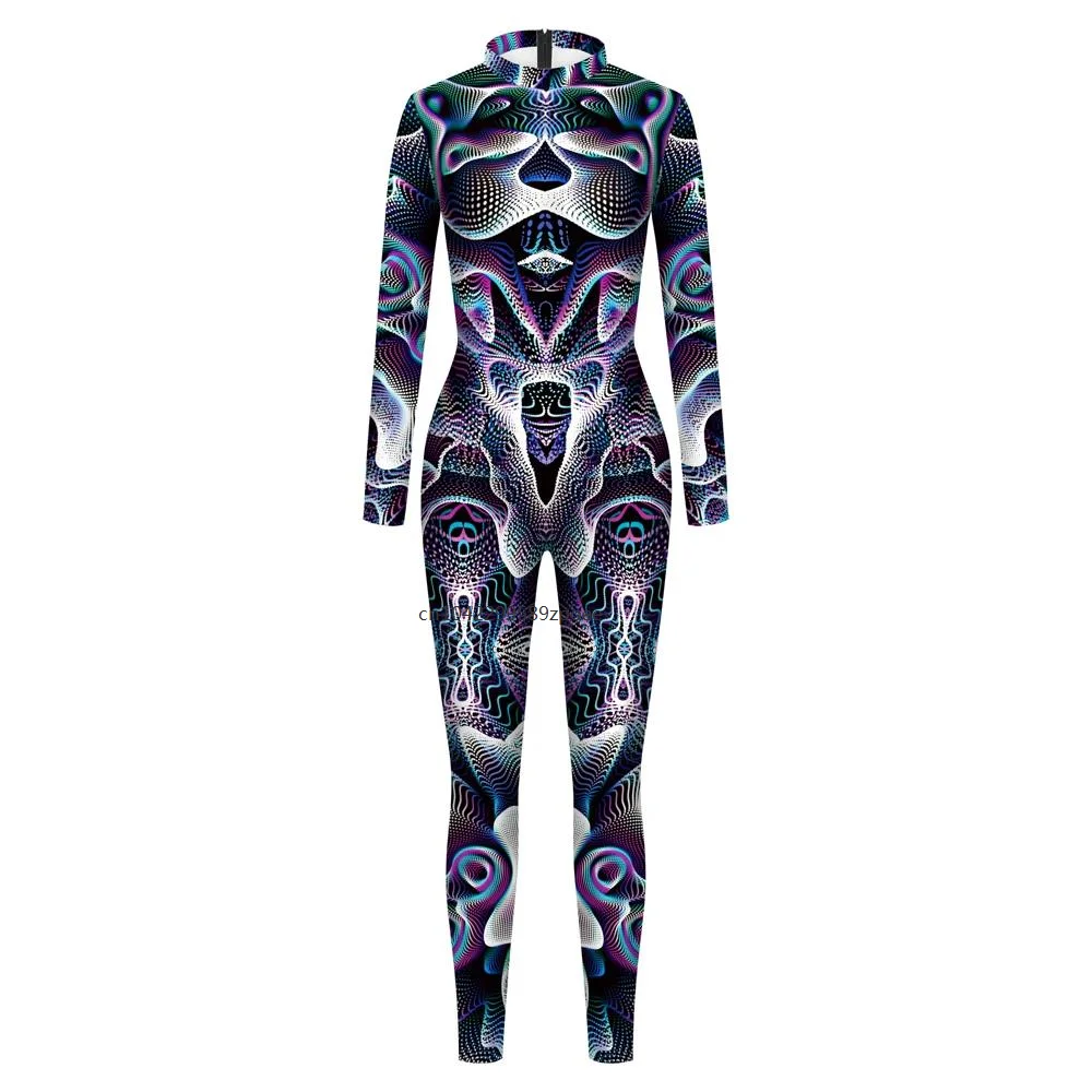 2024 Halloween Purim Adult Cosplay Costume Women Zentai Carnival Clothes Suit Women Bodysuit 3D Print Jumpsuit Anime Dress