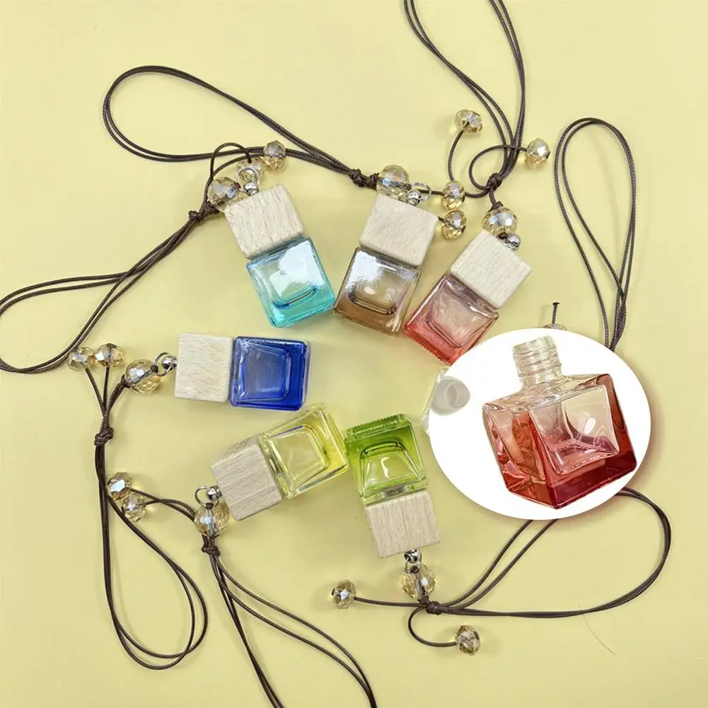 8ML Air Freshener Car-styling Empty Perfume Bottle Pendant For Essential Oils Car Perfume Bottle Square Accessories