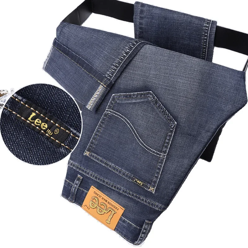 جينز رجالي فضفاض غير رسمي بسيط سروال طويل مرن للأعمال صيف 2025 ساق مستقيمة متعددة الاستخدامات مريح في منتصف الشباب للبالغين