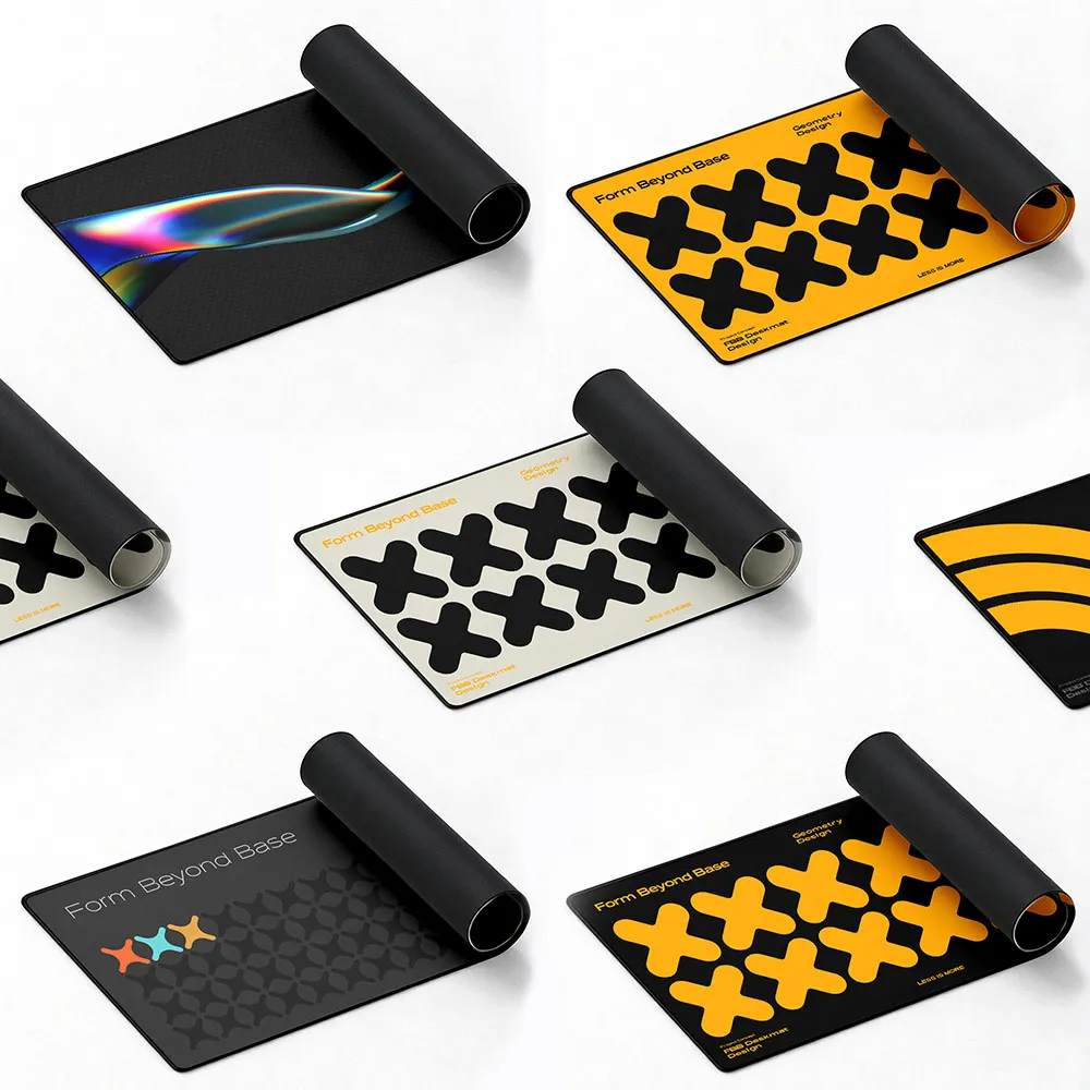 FBB Oversized Desk Mat Minimal Geometric Pattern Black Lock Edge Mousepad for Office Work & Gaming Desk Decor