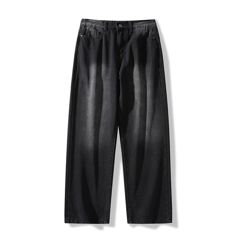 Celana Jeans Pria Model Lurus Longgar Gaya Hong Kong Trendi Serbaguna Musim Gugur Diskon Besar Kasual