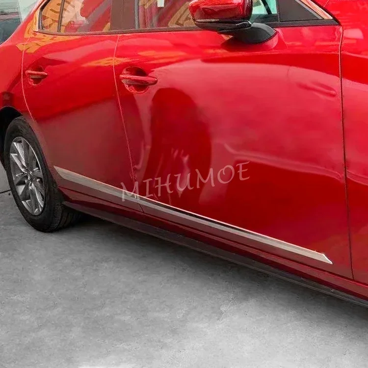 4 قطعة كروم سيارة الجانب الباب الجسم شرائط الزخارف حامي صب لمازدا 3 سيدان هاتشباك BP 2019 2020 2021 2022 2023 2024 #2