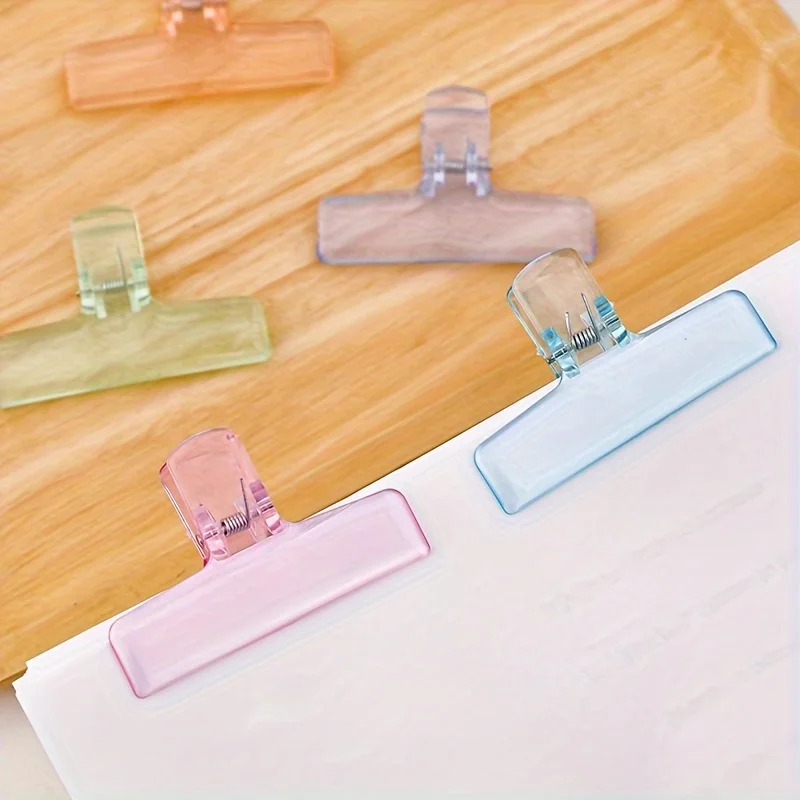 

6pcs Set of Japanese Minimalist Large-Size Acrylic Transparent Macaron Color Clip Office Stationery Storage Clips, Paper Clip