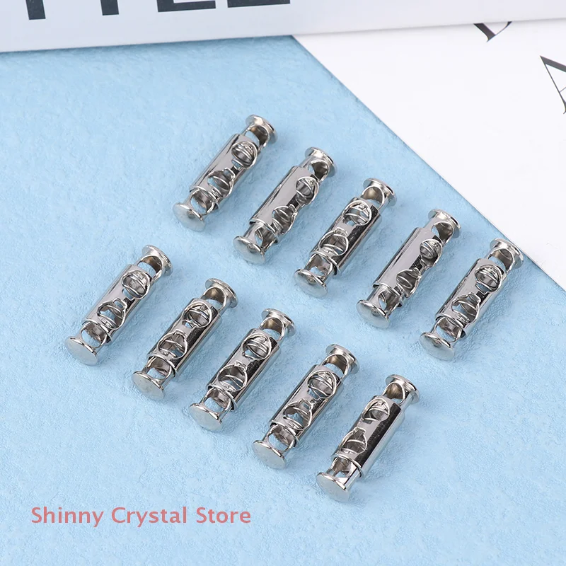 10 Pcs Metallic Spring Buckles with 2-Hole Design, Adjustable Cord Locks, Quick fastening Sewing Devices