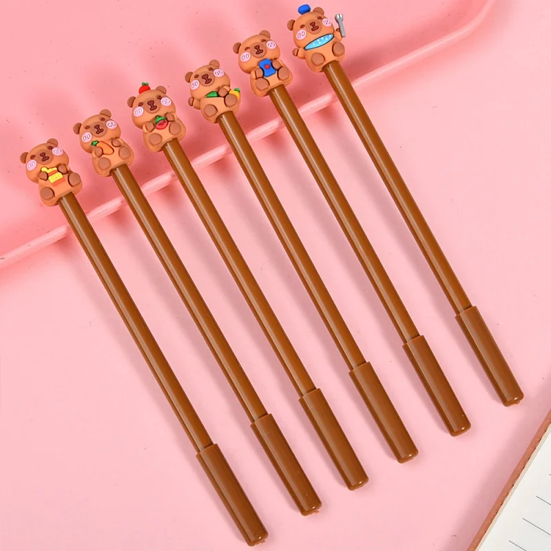 

24/48PCS CREATIVE CAPYBARA GEL PEN милые 0,5 мм черные чернильные нейтральные ручки рекламные школьные принадлежности офиса