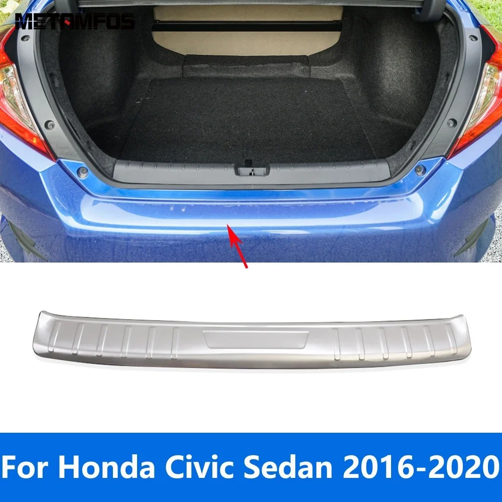 Accessories For Honda Civic Sedan 2016 2017 2018 2019 2020 Rear Trunk Bumper Foot Plate Tailgate Door Sill Scuff Guard Plate