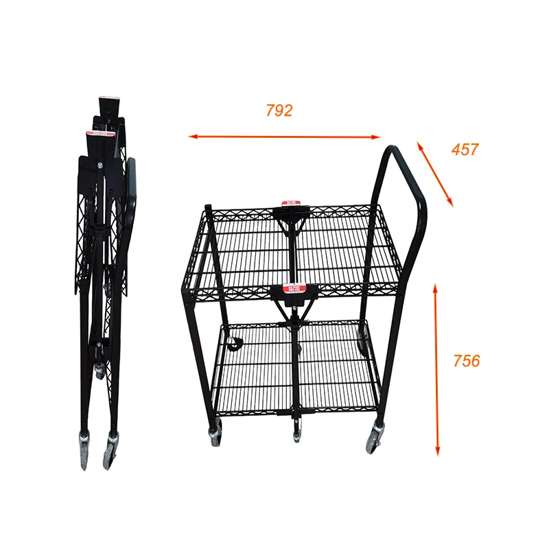 

Light Duty Foldable Wire Shelf Trolley Cart Black Or Zinc Plating Hand Carts & Trolleys