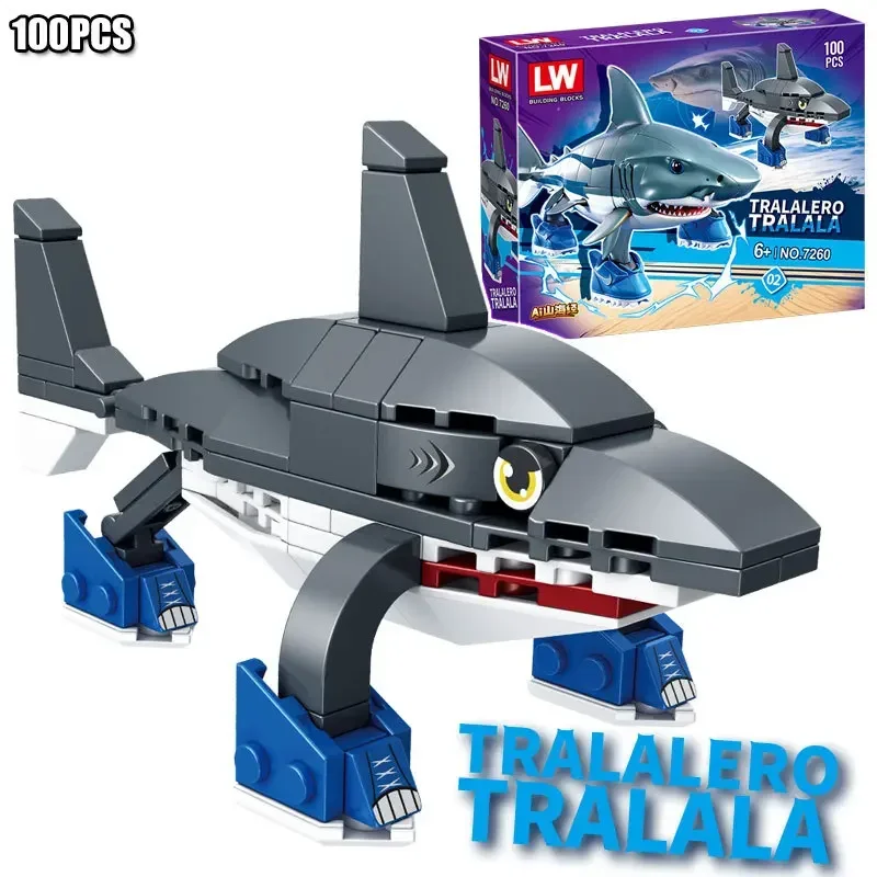 2025 Italian Brainrot Animals Tung Tung Tung Sahur Building Blocks Tralalelo Tralala SharkBricks Toy Gift for Children Kids...