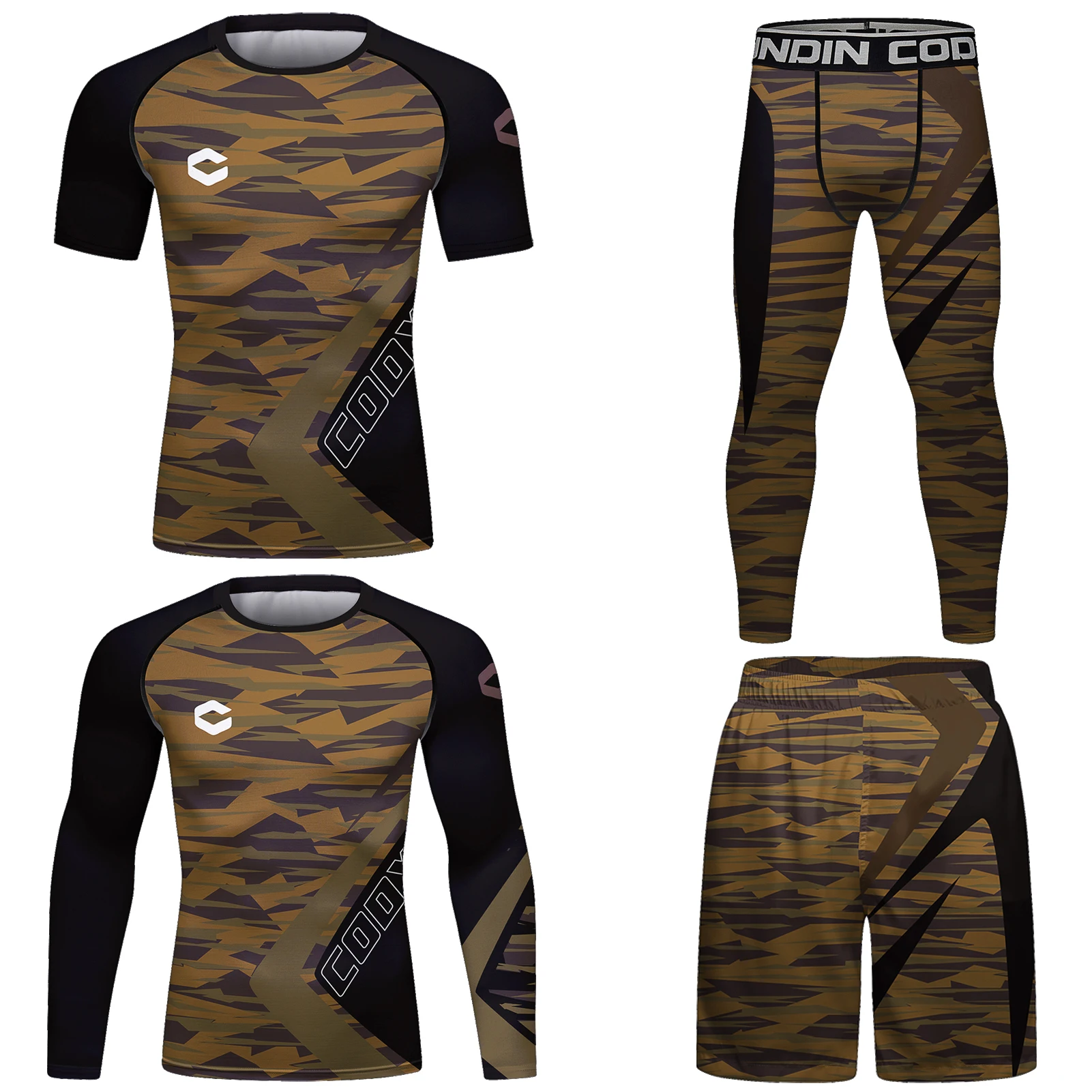 

Мужской компрессионный спортивный комплект Rashguard, спортивная одежда для тренажерного зала, бега, бега, трико, спортивный костюм, футболка для фитнеса, леггинсы для тренировок