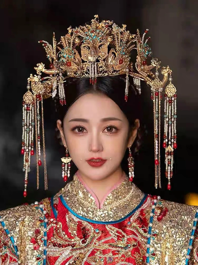 

Luxurious Chinese Traditional Phoenix Coronet Hairwear Xiuhe Bridal Headdress Wedding Hair Accessories