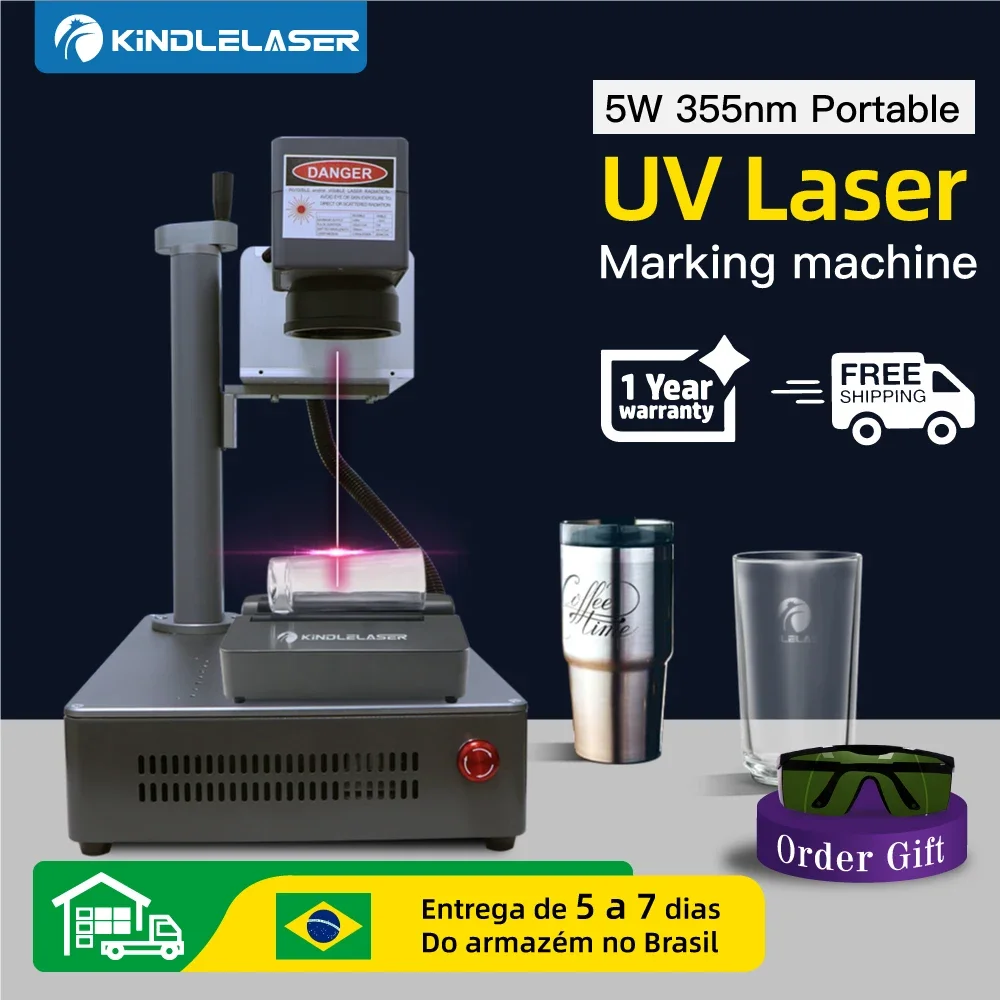 KINDLELASER 5W UV Laser Engraving Machine Fiber 355nm for DIY Glass/Wood/PVC/Stainless Steel Laser Marking