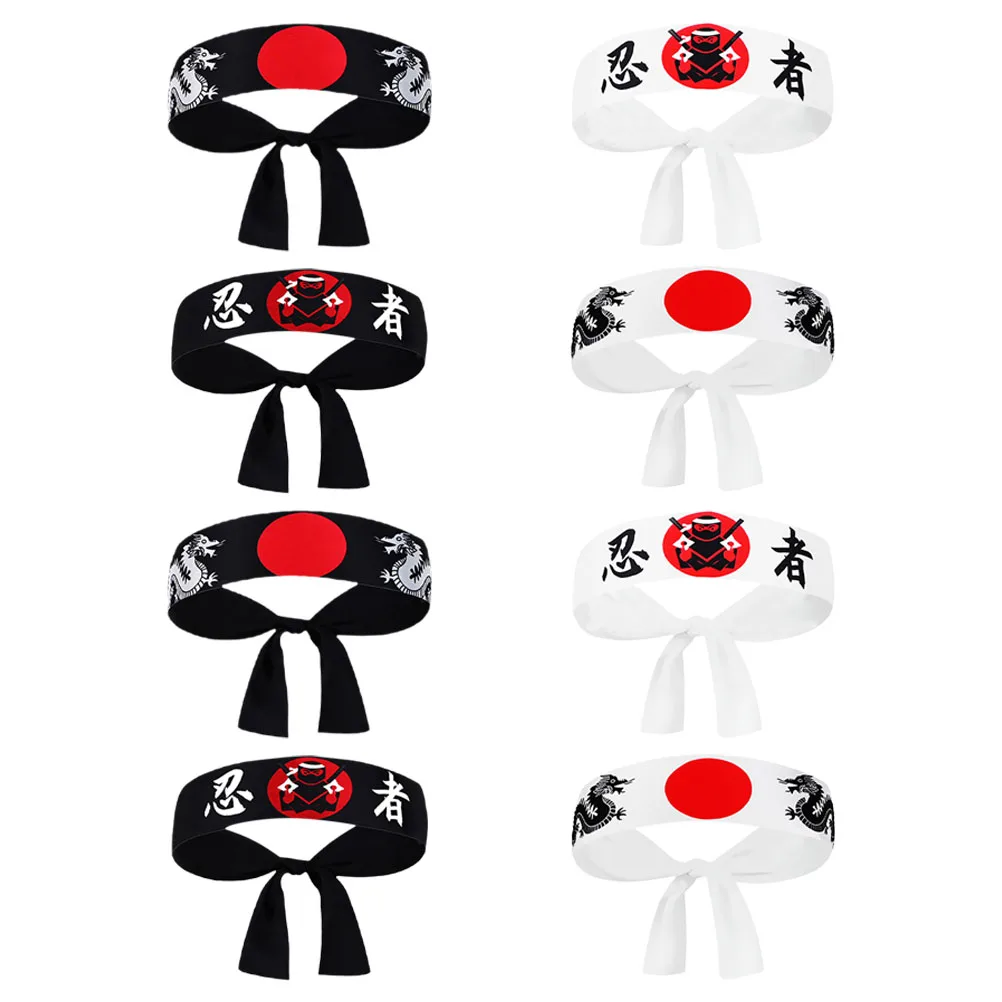

8pcs Japanese Ninja Headband Hair Bandana for Party Decorations Cosplay Costume Accessories