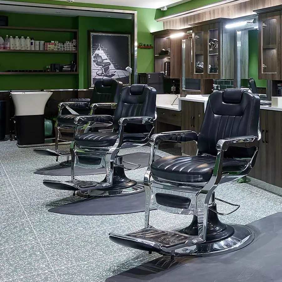 كرسي الحلاق الهيدروليكي الكهربائي الحديث الفولاذ المقاوم للصدأ أريكة صالون تدليك الشعر كرسي الحلاق #5