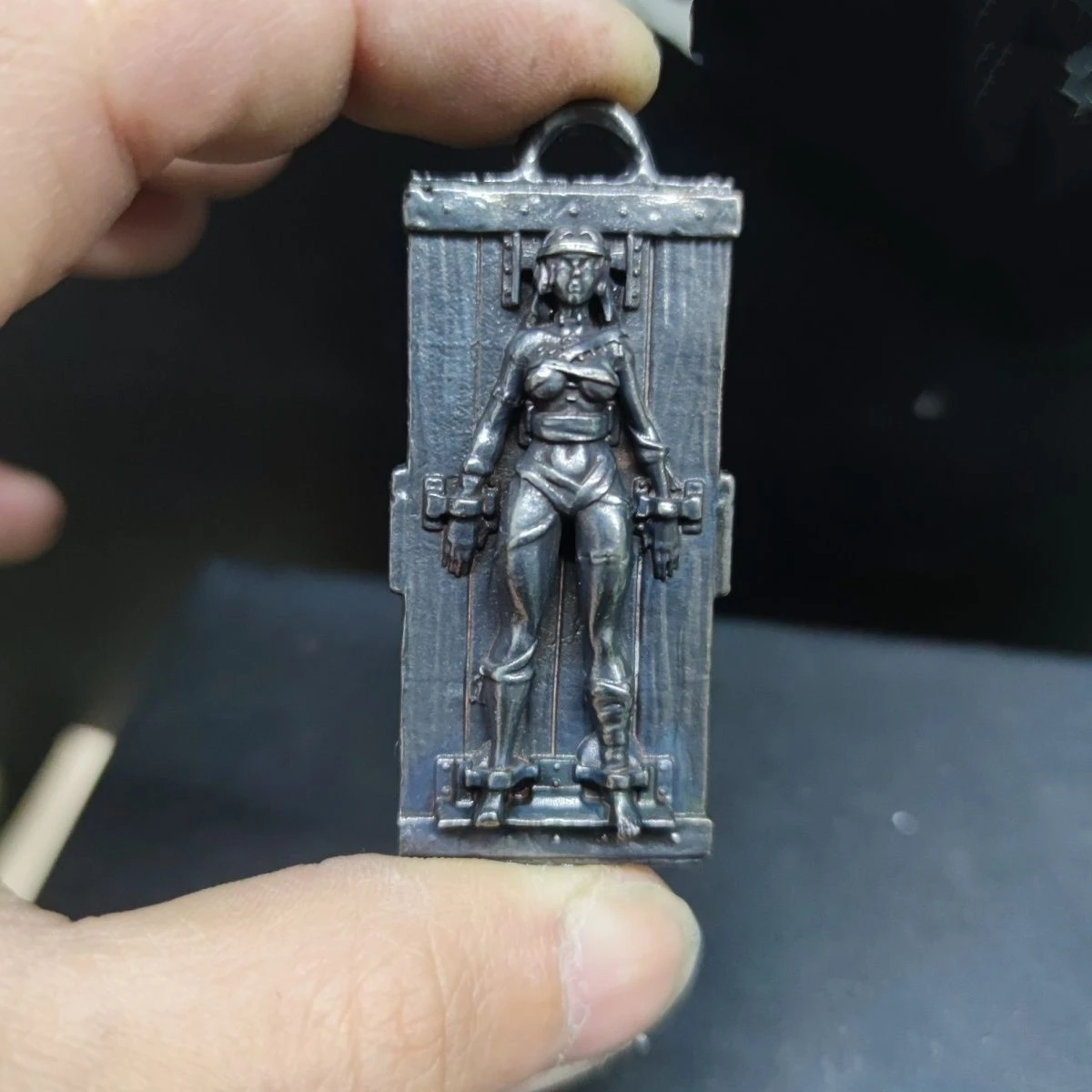 

​​Antique Copper Miniature Figure - Restrained Anime Girl Collectible Decor for Home Display and Desk Ornament​​