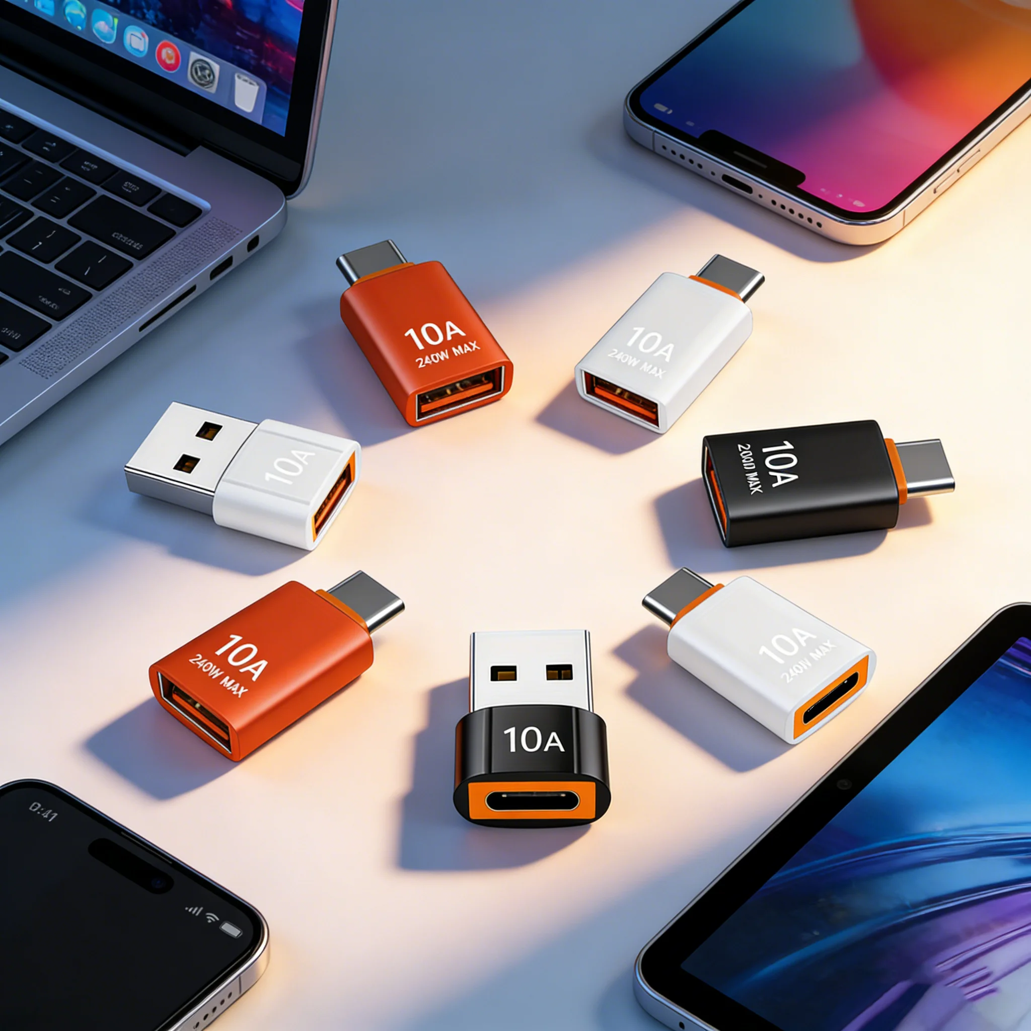 

Адаптер 10AOTG, адаптер USB-C на гнездо, аккумулятор не требуется, поддержка передачи данных, матовая отделка