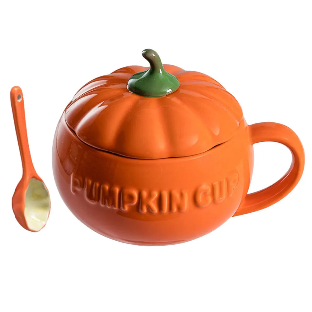 

Halloween Themed Pumpkin Coffee Cup 1Set Ceramic Mug with Spoon Perfect for Tea and Coffee Enthusiasts