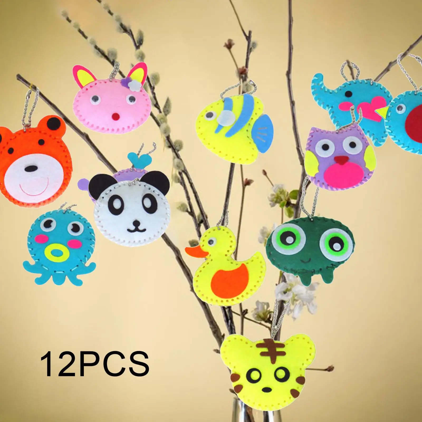 

12Pcs Cartoon Animals Kids Sewing Kit Learn to Sew DIY Craft Educational Toys Children Activity Preschool for Christmas Gifts