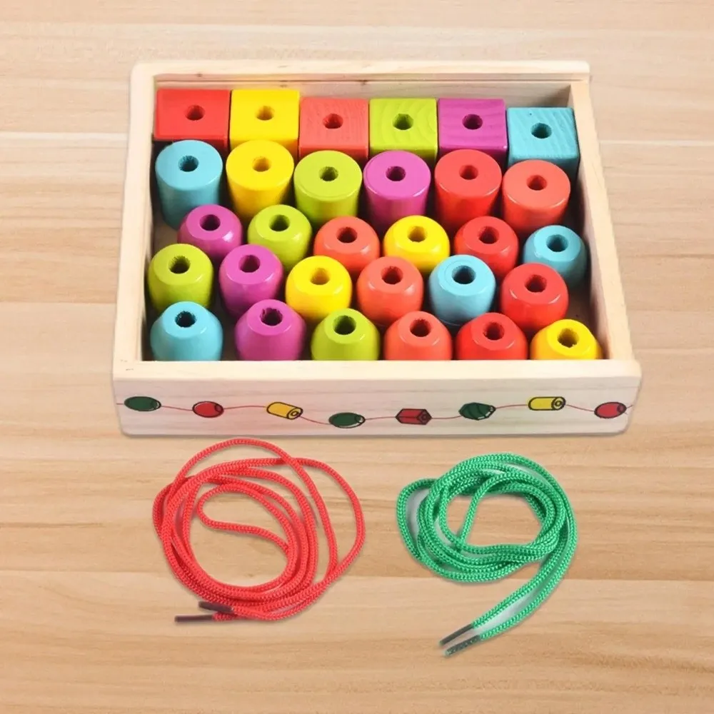 Jeu de correspondance en bois coloré, Puzzle de couleurs et de formes, Design de perles amusant, jeu éducatif précoce pour tout-petits